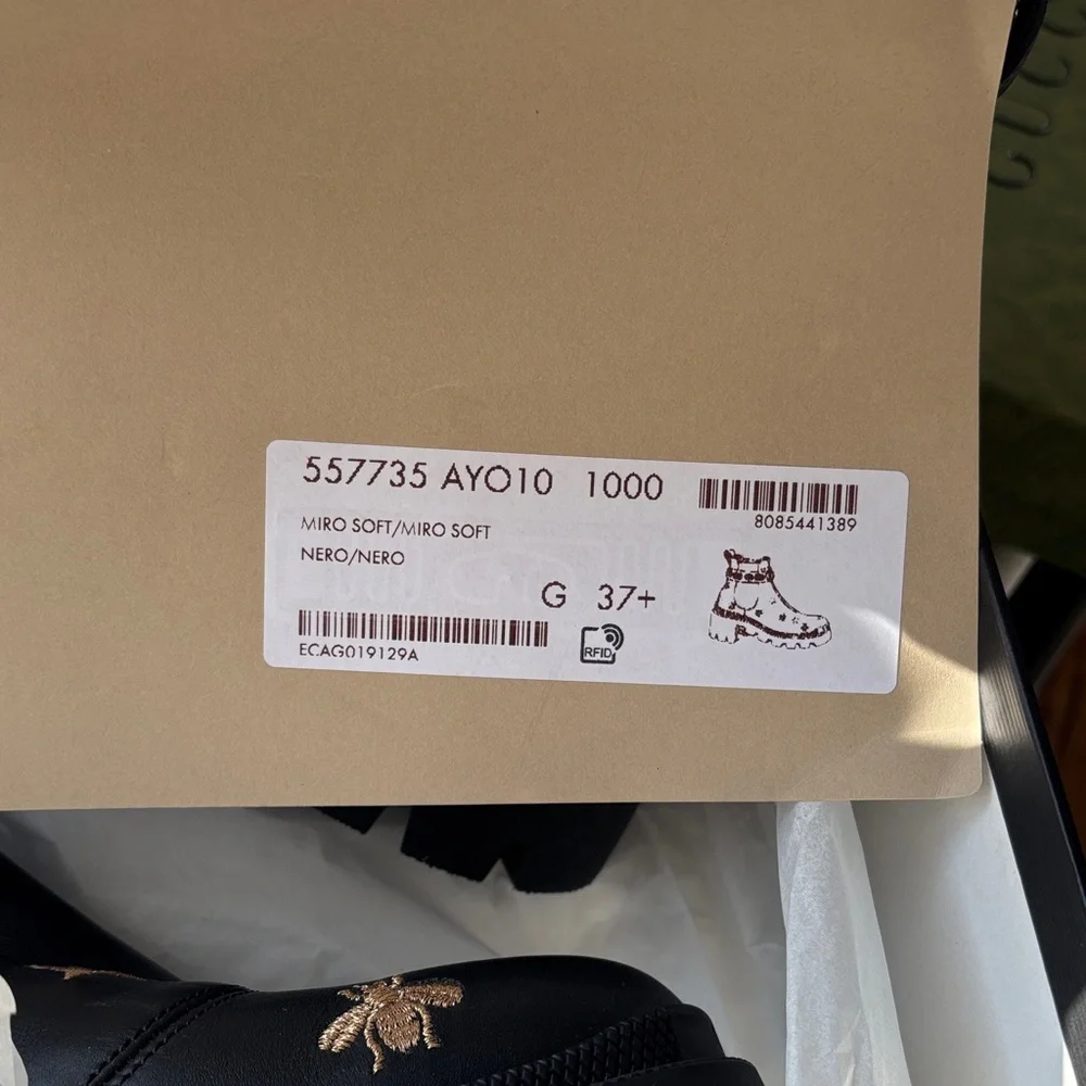 Gucci Black Ankle Boots with Gold Embellishments - Picture 2 of 7